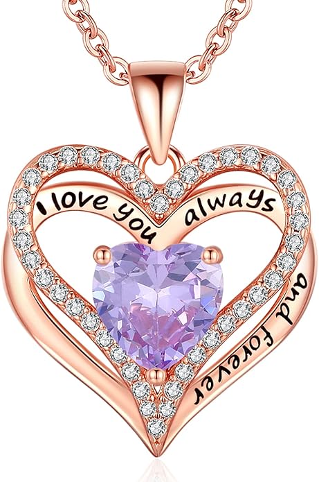 S925 Sterling Silver Necklace for Women, Wife Jewelry Rose Gold, Mom Birthday Valentines Mothers Day Gifts, Girlfriend Necklaces, Daughter Heart Jewel, Anniversary for Her