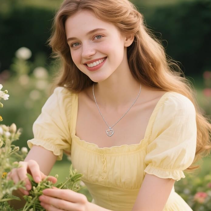 Number Necklace for Women 925 Sterling Silver Rose Angel Numbers Necklace Jewelry Birthday Gift for Grandma Mother