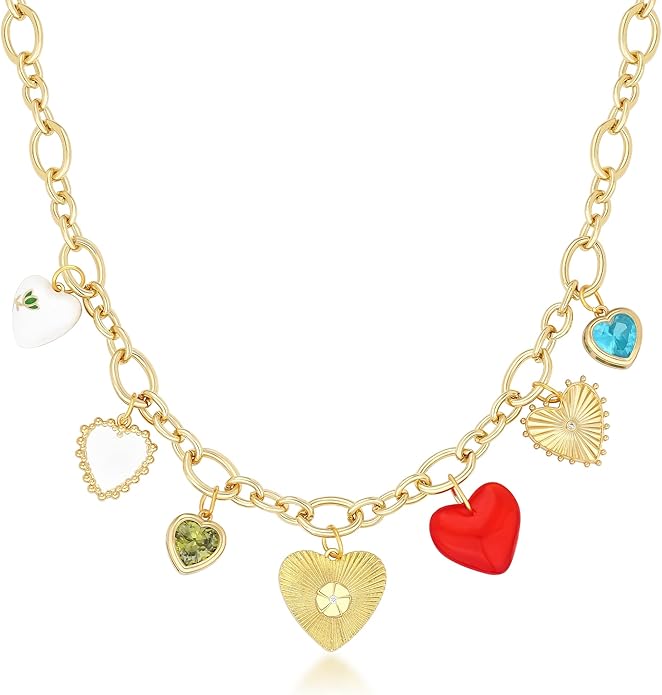 Charm Necklace for Women Gold Evil Eye Sun Moon Flower Coin Pendant Necklace Dainty Paperclip Chain Vintage Luck Amulet Choker Necklaces Celestial Jewelry Gift