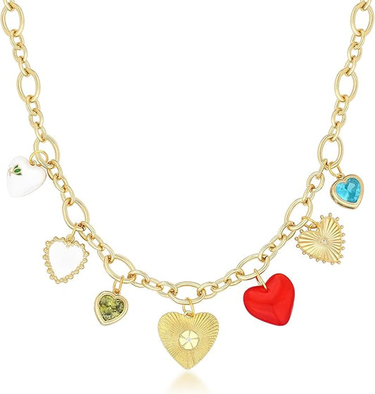 Charm Necklace for Women Gold Evil Eye Sun Moon Flower Coin Pendant Necklace Dainty Paperclip Chain Vintage Luck Amulet Choker Necklaces Celestial Jewelry Gift