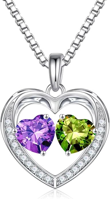 Iefil Birthstone Jewelry for Women - 925 Sterling Silver Birthstone Necklace, Anniversary Birthday Gifts for Women, Jewelry Gifts for Her Wife Mom Daughter