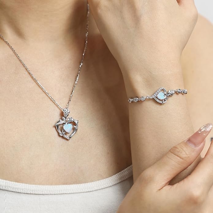 AGVANA Rose Birthstone Necklace for Women Sterling Silver Rose Flower Heart Necklace Fine Jewelry Anniversary Birthday Gifts for Women Wife Mom Her, Length: 18"+2"