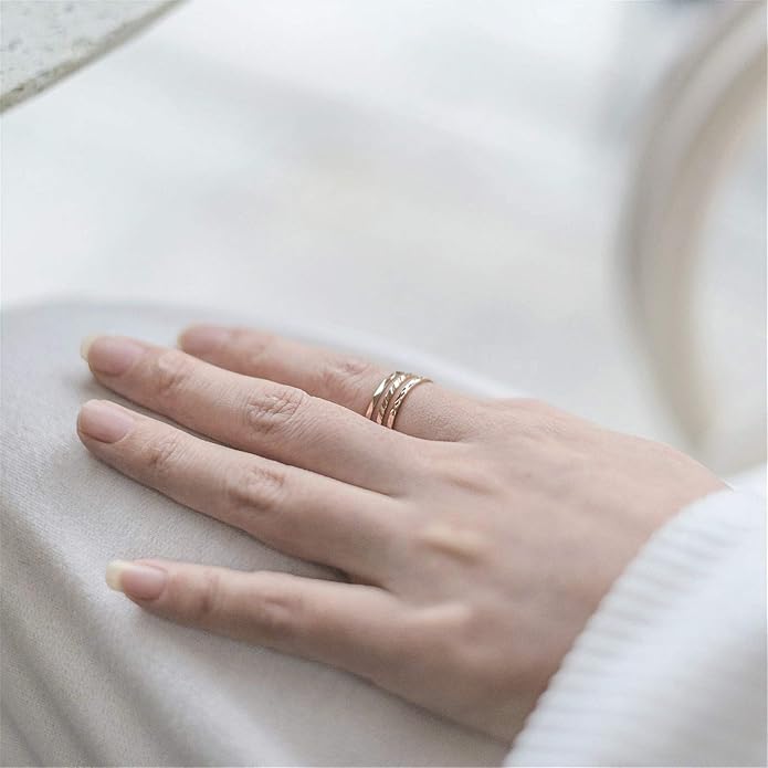 KAZITSAN 1mm 3pc Women Men Stainless Steel Rings fashion Plain Band Knuckle Stacking Midi Rings Silver/Rose Gold Wedding Band Comfort Fit