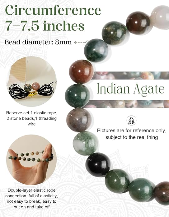 Handmade Natural Stone Beaded Stretch Bracelets,Healing Crystals Protection Bracelet,Spiritual Jewelry Gifts for Women & Men,Replacement Beads Included