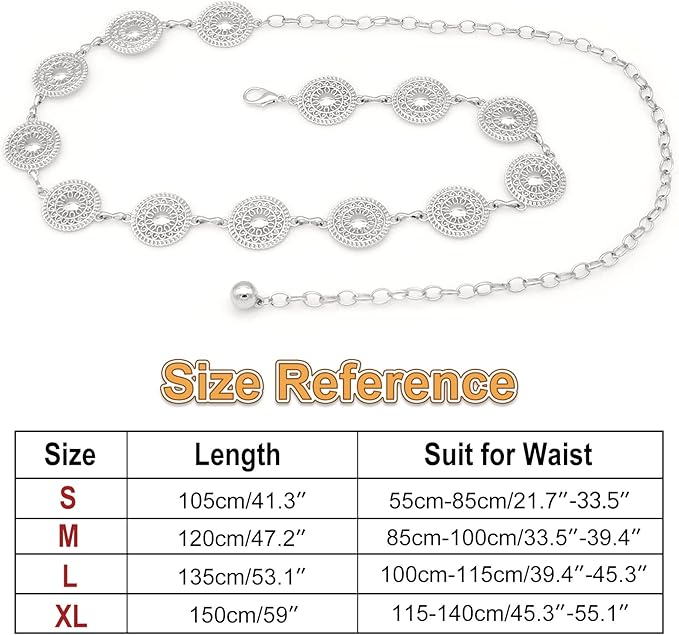 Women's Chain Belt Metal Waist Belt Chunky Belly Link Belt