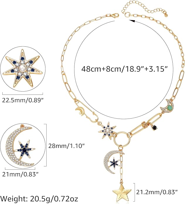 Charm Necklace for Women Gold Evil Eye Sun Moon Flower Coin Pendant Necklace Dainty Paperclip Chain Vintage Luck Amulet Choker Necklaces Celestial Jewelry Gift