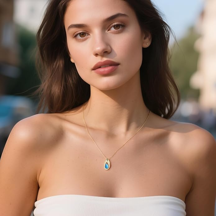 Kstyle 14K Gold Lab-Grown Moissanite/Emerald/Birthstone Pendant Necklaces for Women, Wife Girlfriend Daughter Mom Grandma Gifts, Dainty Birthday Jewelry for Her (925 Sterling Silver Base) Non Tarnish