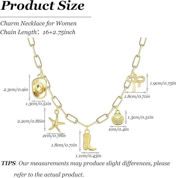 Choistily Charm Necklace Dainty Gold Western Outfit Beach Jewelry for Women Trendy Cowgirl Accessories for Women Gold Bow Sea Shell Pendant Necklace Preppy Stuff Summer Jewelry 2025