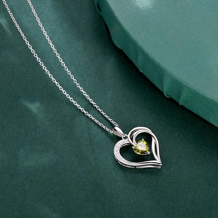 925 Sterling Silver Heart Necklace for Women Birthstone Necklace Silver Jewelry for Womens Jewelry Gifts for Women Her Mom