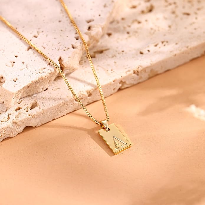 Gacimy Dainty Gold Initial Necklaces for Women, 18K Gold Plated Name Necklace for Women with Trendy A-Z Letter Nedcklace Pendant