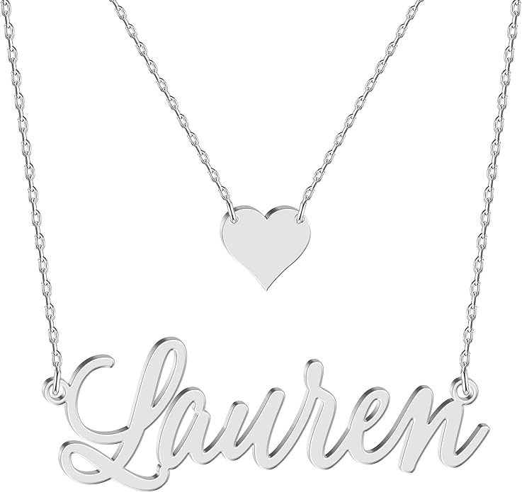 Custom Name Necklace - 925 Sterling Silver & 316 Stainless Steel, 14 Fonts & Multi-Language Options, 4 Colors, 5 Chain Styles, Personalized Gift with Premium Box