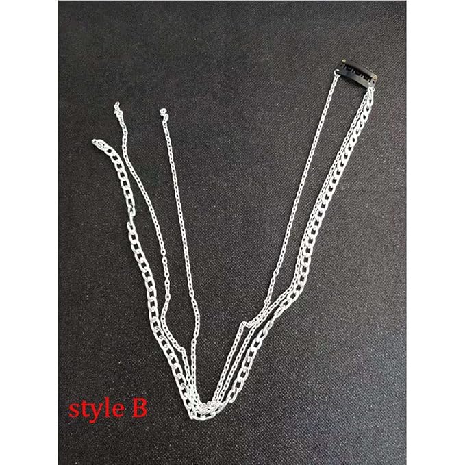 4PCS Dreadlocks Metal Tassel Ponytail Multi-Strand Hair Chain Prom Party Concave styling hair accessories hair extension chain with clip for girls and women (silver)