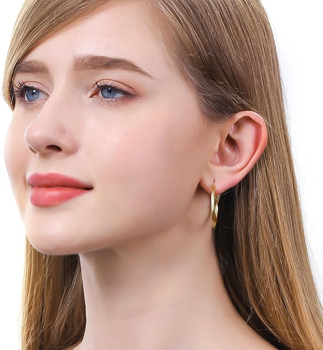 ToHeart 14k Twisted Hoop Earrings for Womens Hypoallergenic Small Gold Plated Hoop Earrings