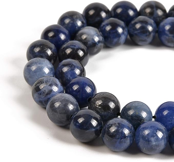 45pcs 8mm Natural Blue Sodalite Gemstone Round Spacer Loose Stone Beads for Jewelry Making 15.5" 1 Strand (Blue Sodalite, 8mm 45Beads)