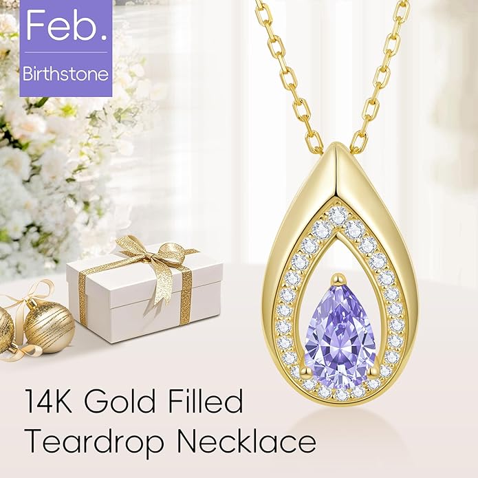 Kstyle 14K Gold Lab-Grown Moissanite/Emerald/Birthstone Pendant Necklaces for Women, Wife Girlfriend Daughter Mom Grandma Gifts, Dainty Birthday Jewelry for Her (925 Sterling Silver Base) Non Tarnish