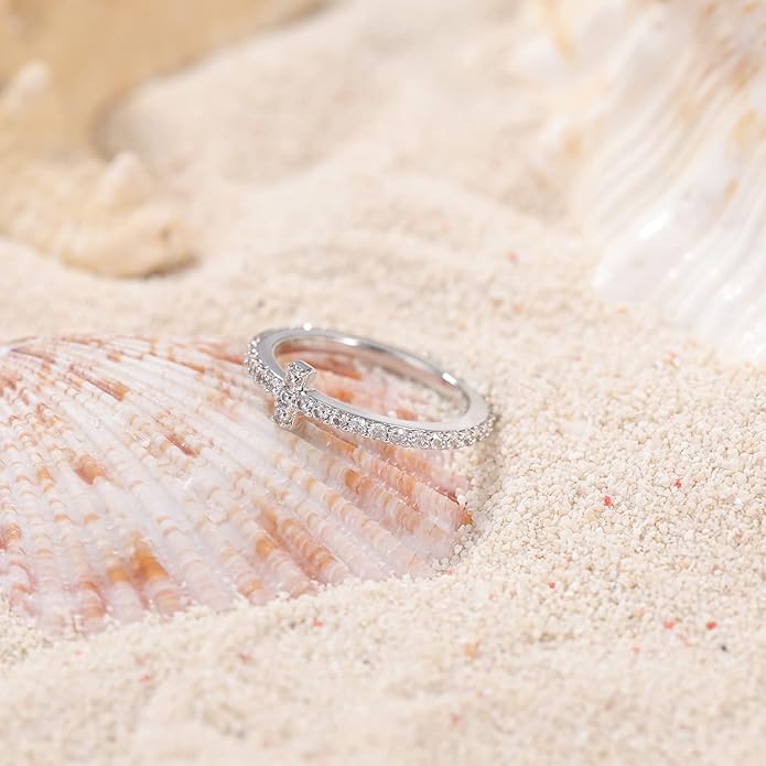 EAMTI 2mm 925 Sterling Silver Wedding Band Cubic Zirconia Half Eternity Stackable Engagement Ring Size 3-13