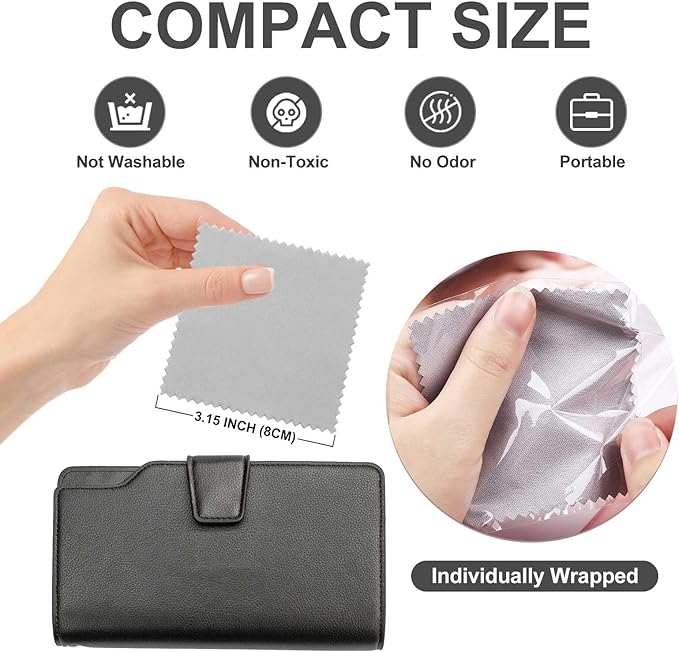 SEVENWELL 50pcs Jewelry Cleaning Cloth Gray Polishing Cloth for Sterling Silver Gold Platinum Small Silver Polish 8x8cm