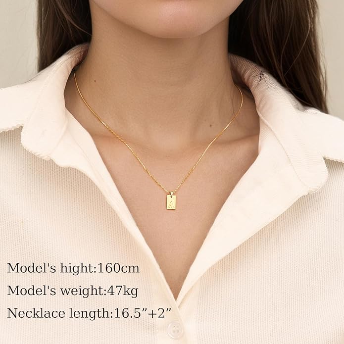 Gacimy Dainty Gold Initial Necklaces for Women, 18K Gold Plated Name Necklace for Women with Trendy A-Z Letter Nedcklace Pendant