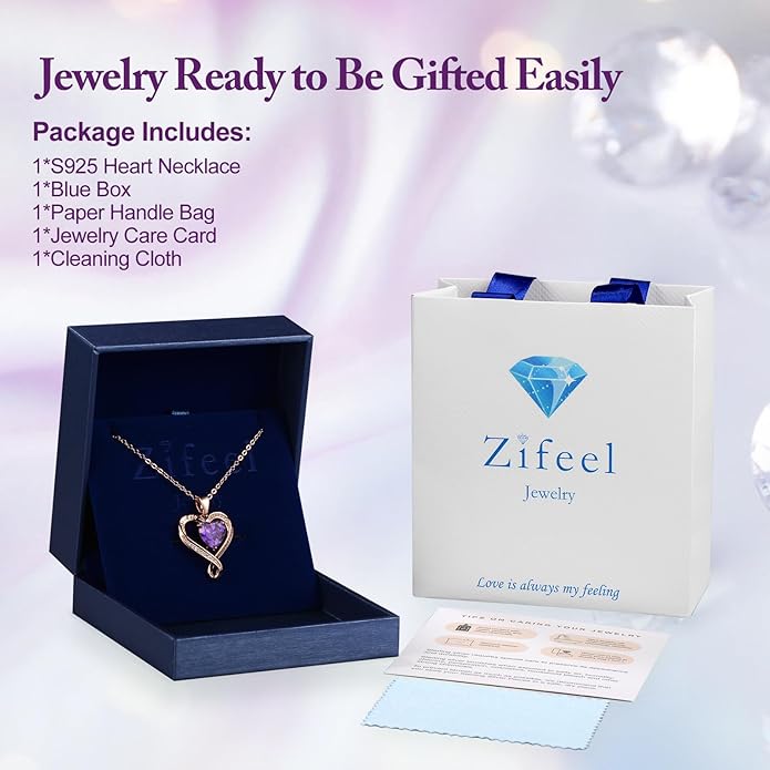 Birthday Gifts for Women Wife Infinity Heart Birthstone I Love You Necklace for Women S925 Sterling Silver Anniversary Wedding Gifts for Christmas Valentines Mothers Day Women's jewelry Diamond Pendant Necklaces Gift for Her Mom Daughter Grandma