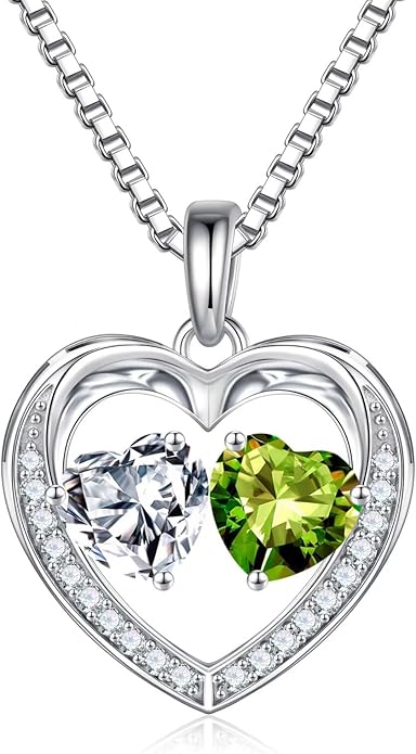 Iefil Birthstone Jewelry for Women - 925 Sterling Silver Birthstone Necklace, Anniversary Birthday Gifts for Women, Jewelry Gifts for Her Wife Mom Daughter