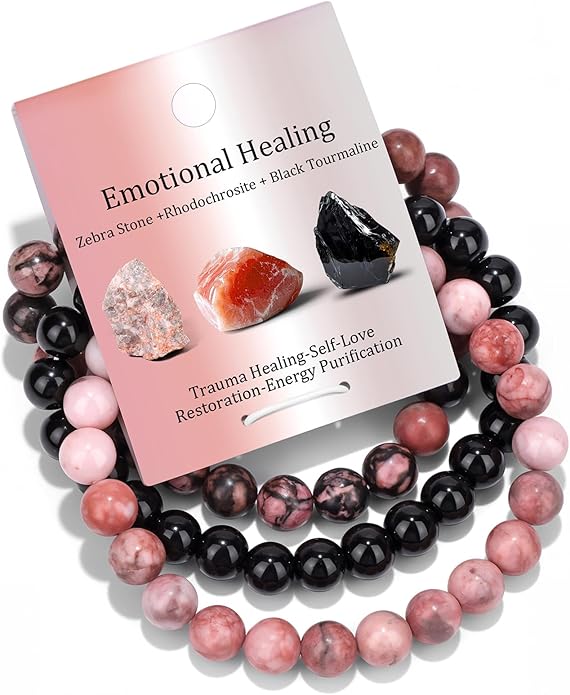 Healing Crystal Bracelets for Women Men 8mm Tiger Eye Hematite Black Obsidian Natural Stone Beaded Stretch Bracelet Triple Protection Handmade Gemstone Reiki Spiritual Jewelry Gifts