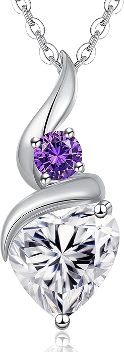 Moissanite Heart Pendant Necklaces for Women，925 Sterling Silver Gold Plating Necklace with Birthstone，Ideal Anniversary Present or Birthday Christmas Valentine Engagements Mothers Day Jewelry Gifts for Mom Wife Her Girlfriend