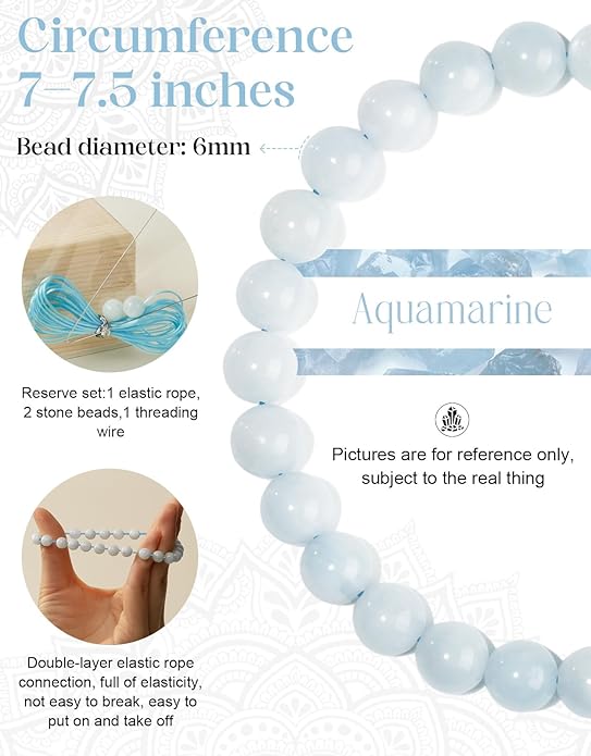 Handmade Natural Stone Beaded Stretch Bracelets,Healing Crystals Protection Bracelet,Spiritual Jewelry Gifts for Women & Men,Replacement Beads Included