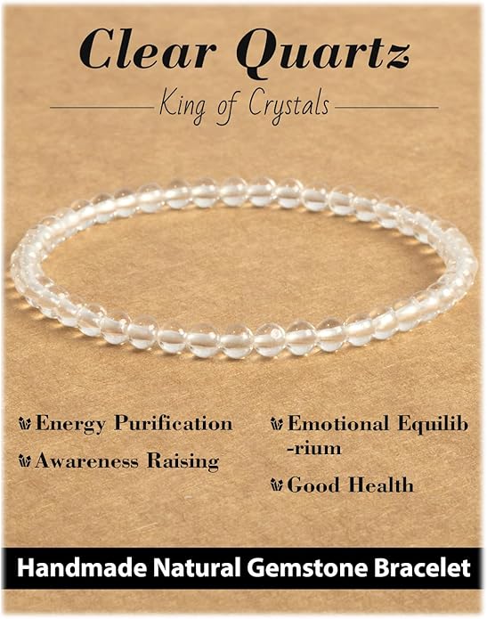 Handmade Natural Stone Beaded Stretch Bracelets,Healing Crystals Protection Bracelet,Spiritual Jewelry Gifts for Women & Men,Replacement Beads Included