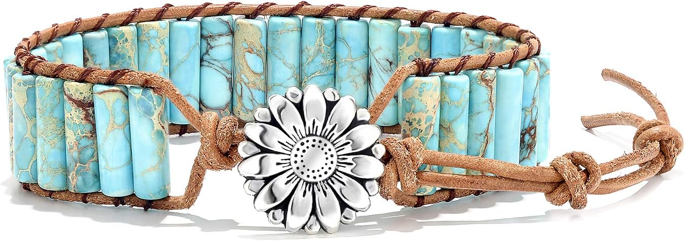 sedmart 7 Chakra Bracelets for Women with Real Stones Leather Wrap Healing Bead Bracelet Women Men Boho Friendship Jewelry