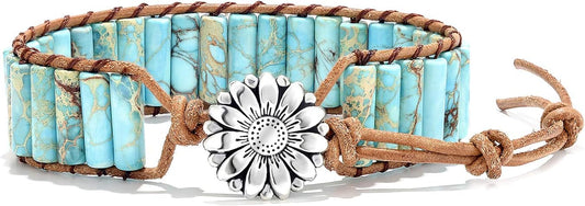 sedmart 7 Chakra Bracelets for Women with Real Stones Leather Wrap Healing Bead Bracelet Women Men Boho Friendship Jewelry