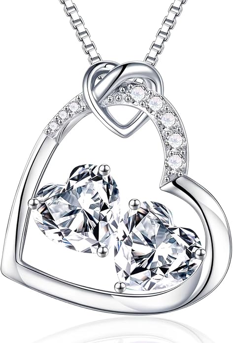 Iefil Birthstone Necklace for Women - 925 Sterling Silver Birthstone Necklace, Anniversary Birthday Gifts for Women Wife Girlfriend, Jewelry for Mom Daughter