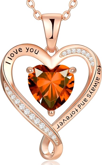 Birthday Gifts for Women Wife Infinity Heart Birthstone I Love You Necklace for Women S925 Sterling Silver Anniversary Wedding Gifts for Christmas Valentines Mothers Day Women's jewelry Diamond Pendant Necklaces Gift for Her Mom Daughter Grandma