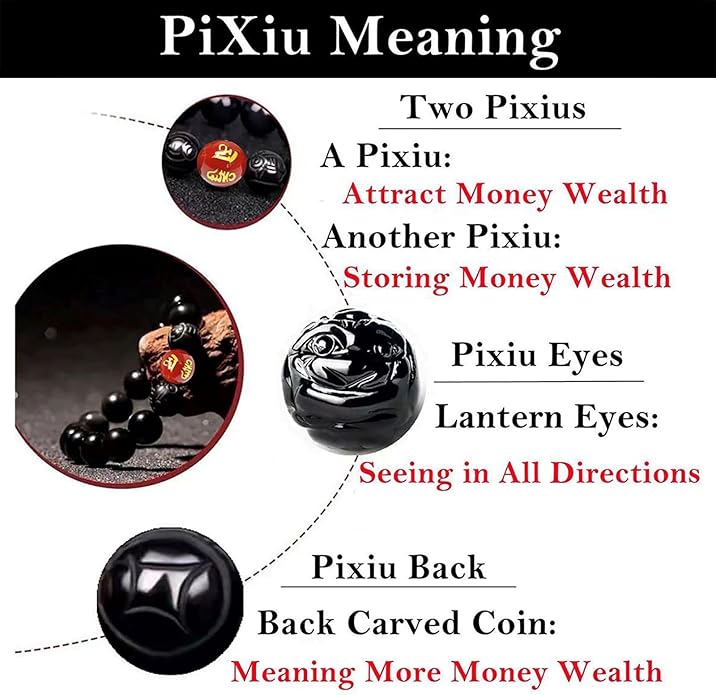 Black Obsidian Bracelet,Feng Shui Black Obsidian Wealth Bracelet for Women Men Couples Handmade Stretch Obsidian Bracelet Bangle with Carved Pixiu Tiger Eye Stone Attract Wealth Money and Good Luck