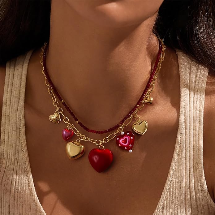 KissYan Charm Necklace for Women, 14K Gold Plated Heart Starfish Sun Pendant Fashion Link Chain Boho Summer Beach Jewelry Gifts