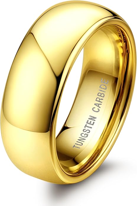 Jstyle 2mm 4mm 6mm 8mm Tungsten Rings for Men Women Hypoallergenic Wedding Band Rings Gold/Silver Domed High Polish Comfort Fit Size 6-12 Not Tarnished