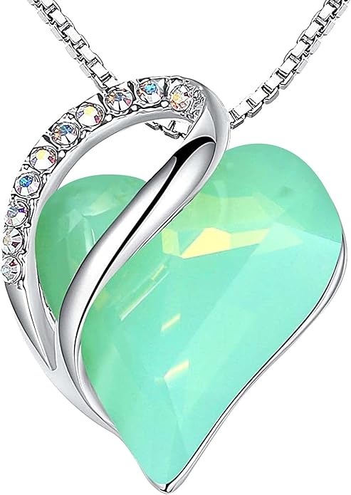 Necklaces for Women, Infinity Love Birthstone Heart Crystal Pendant, Birthday Jewelry Gifts for Her, Mom, and Wife, Silver Plated, 18 plus 2 inch Adjustable Chain