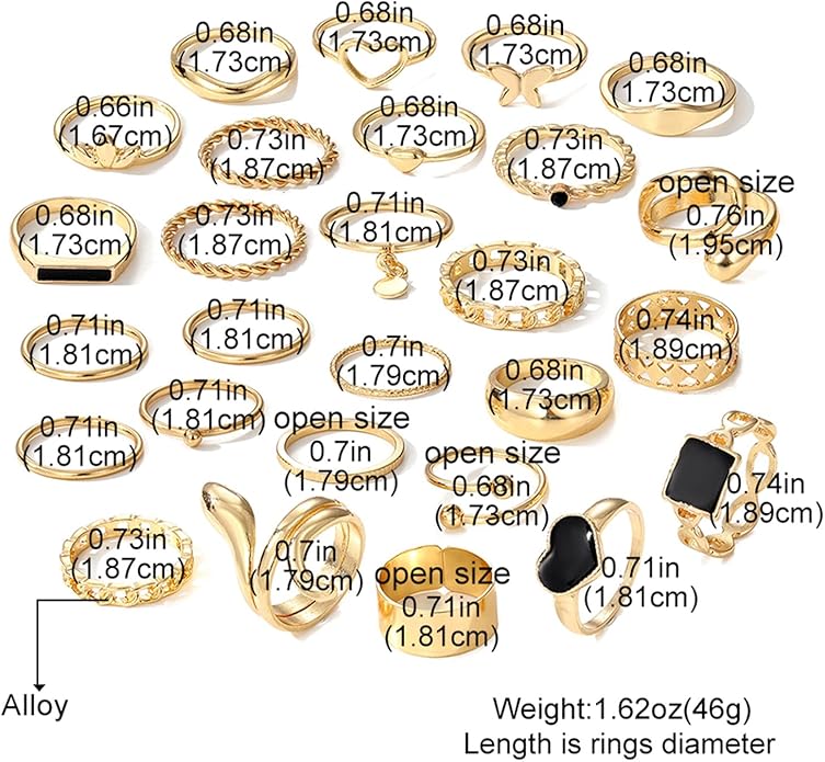 IFKM 51 Pcs Gold Knuckle Rings Set For Women Girls Vintage Stackable Joint Finger Midi Rings Dainty Cubic Zirconia Crystal Simple Twist Hollow Cute Rings Pack Jewelry Gift