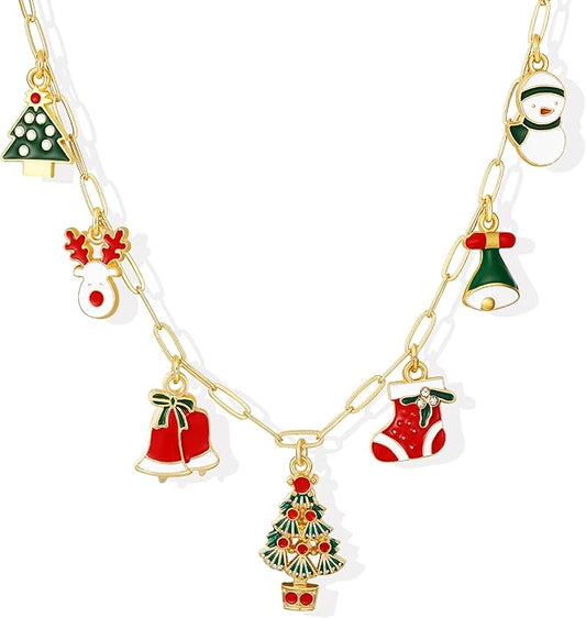 Charm Necklace for Women, 14K Gold Plated Shell Sun Starfish Summer Beach Necklace 16+3" Paperclip Chain Jewelry Gifts