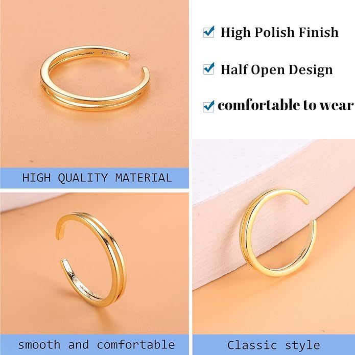 Jstyle 14k Gold Filled Toe Rings for Women Adjustable Toe Ring Band Rings Cubic Zirconia Daisy Flower Toe Rings Summer Beach Foot Jewelry
