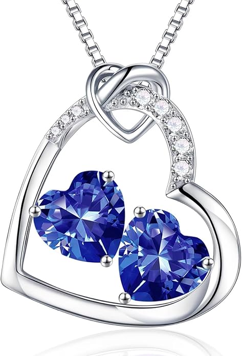 Iefil Birthstone Necklace for Women - 925 Sterling Silver Birthstone Necklace, Anniversary Birthday Gifts for Women Wife Girlfriend, Jewelry for Mom Daughter