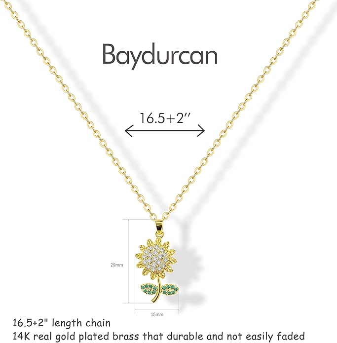 Baydurcan Dainty Gold Necklace for women - 14K Gold Plated Pendant Necklaces Gifts for Friends Sister Mother, Birthday, Christmas, Graduation, Inspirational Gifts
