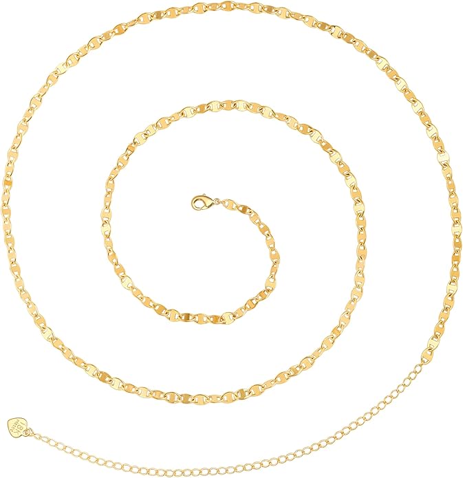 Adjustable 18k Gold Waist Chain, Beach Bikini Body Chain, Handmade Belly Chain