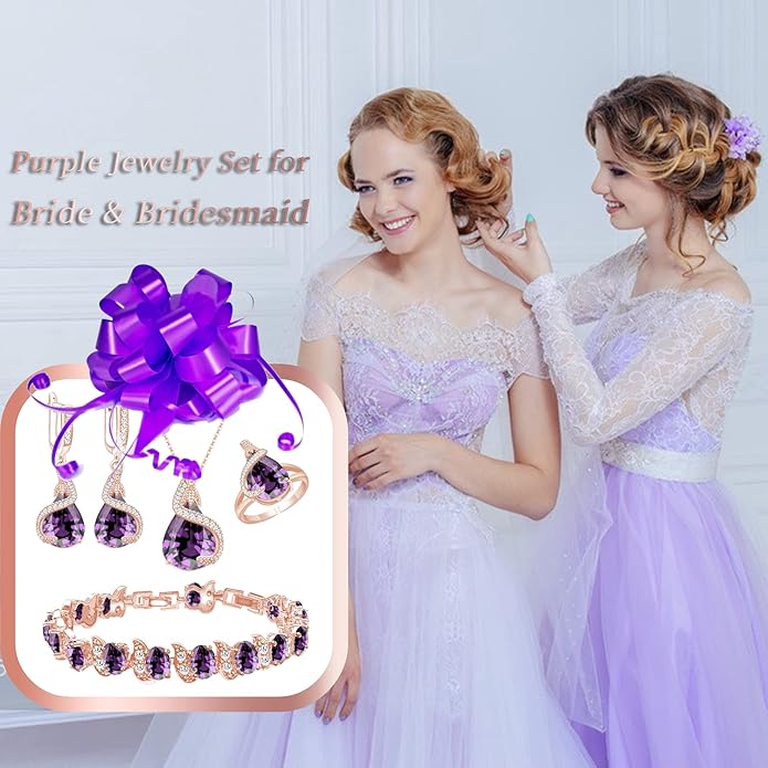 GZWHD Jewelry Set for Women Water Drop Cubic Zirconia Artificial Crystal Earrings Pendant Necklace Open Ring Tennis Bracelet Wedding Anniversary Birthday Engagement Gift for Bridesmaid Wife Girlfriend Friend