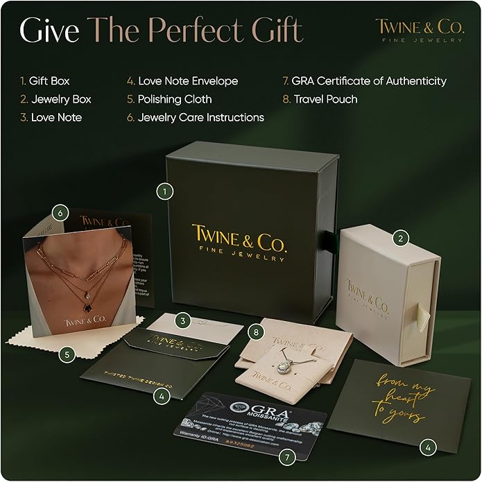 Twine&Co Infinity Moissanite Pendant Necklace – 1-3 Carat VVS1 Clarity D Color Lab-Grown Diamond Alternative – 14K Gold or Silver With Chain, Adjustable Eco-Friendly Infinity Design, Gift for Her