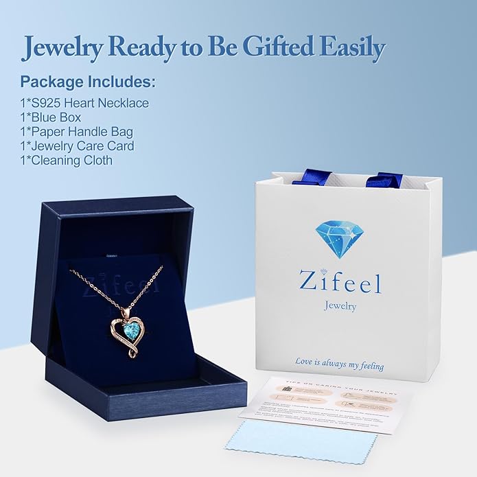 Birthday Gifts for Women Wife Infinity Heart Birthstone I Love You Necklace for Women S925 Sterling Silver Anniversary Wedding Gifts for Christmas Valentines Mothers Day Women's jewelry Diamond Pendant Necklaces Gift for Her Mom Daughter Grandma