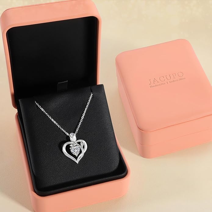 1.2CT Rose Heart Moissanite Necklace D Color VVS1 S925 18K White Gold For Wife Girlfriend Mom Daughter for Wedding Anniversary Birthday Christmas Conveys I Love You Message