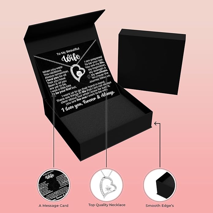 Wife Necklace From Husband| Mothers Day Necklace for Her| Soulmate Anniversary or Birthday Jewelry Gift| Hot Doe White Gold Cz Pendant Necklace