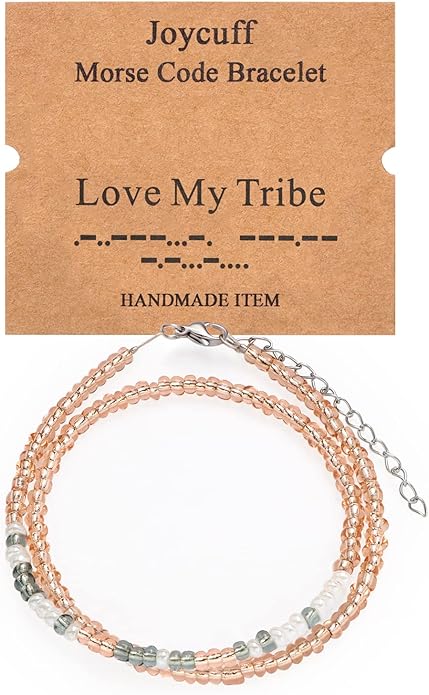 Birthday Gifts for Women Layered Morse Code Bracelets for Mom Aunt Friends Wife Her Beaded Strand Bracelet