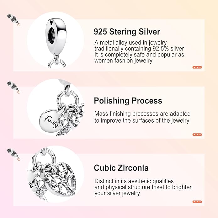 Annmors Charms for Bracelets Family Animal Safety Chains Nature Dangle for Women Bracelets & Necklace Pendant