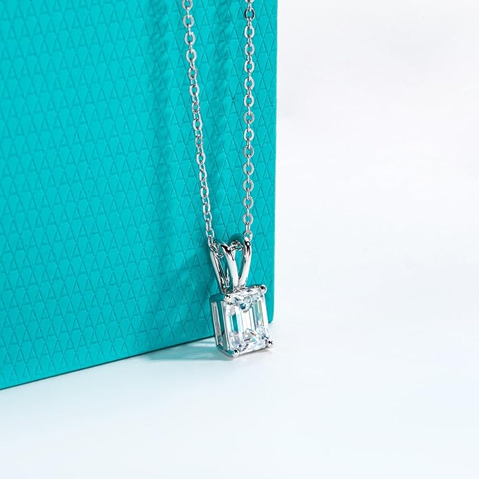 AnuClub Moissanite Pendant Necklace 2/3/4/5CT D Color VVS1 925 Sterling Silver Everyday Wear Necklace for Women Wife Her with Certificate, 40+2+3 Adjustable Chain